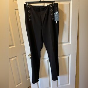 Zac & Rachel Large Black Bootcut Trousers Pants Slacks Stretchy w/Buttons NWT
